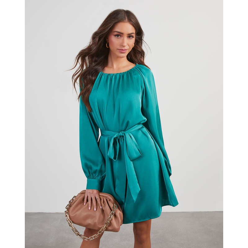 Decklan Satin Tie Waist Mini Dress