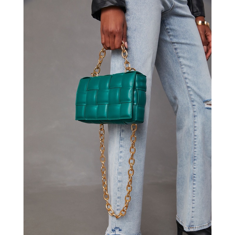 Desire Padded Woven Chain Handbag