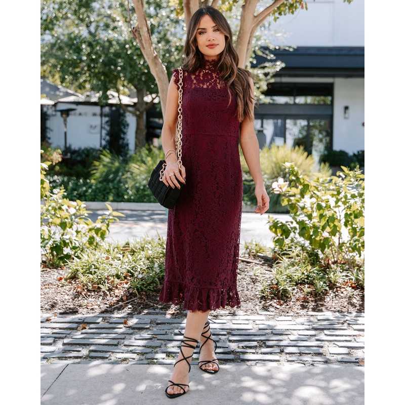 Frances Lace Ruffle Midi Dress