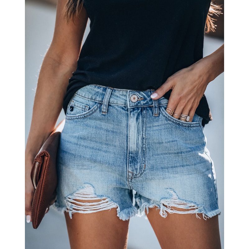 Hazel High Rise Distressed Denim Shorts