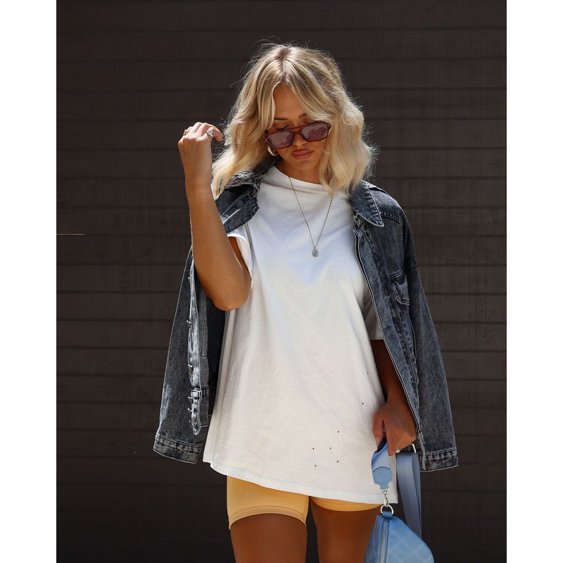 His Cotton Oversized Tee|White|Black|Tan|Whisper Taupe|S/M|M/L