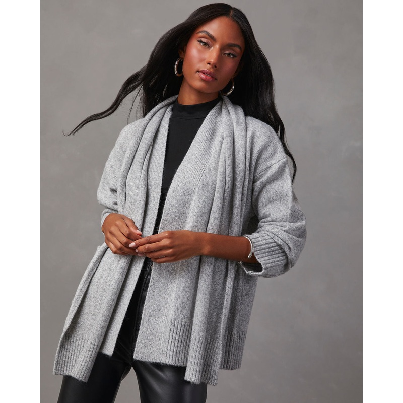 Jarvais Scarf Cardigan|Black|Heather Grey|XS|S|M|L
