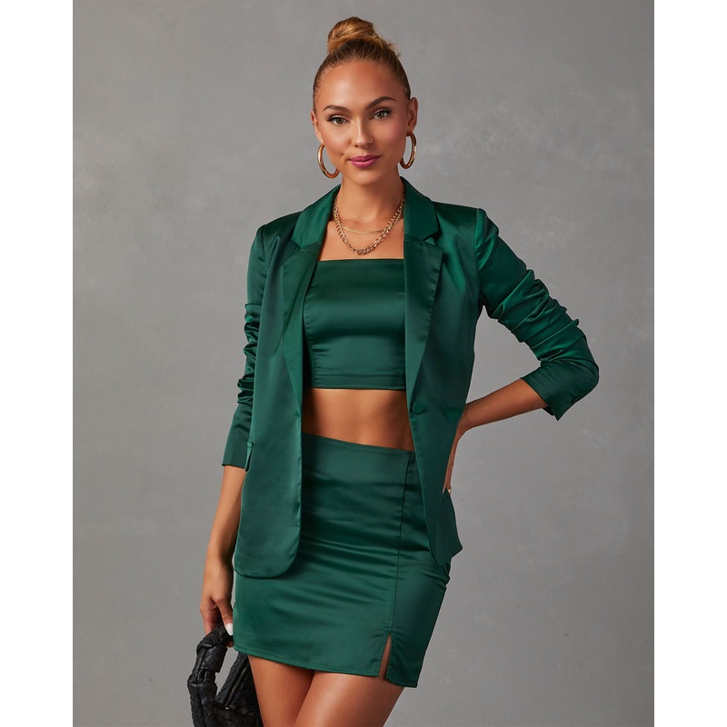 Kaito Satin Crop Tank|Dark Green|XS|S|M|L|XL