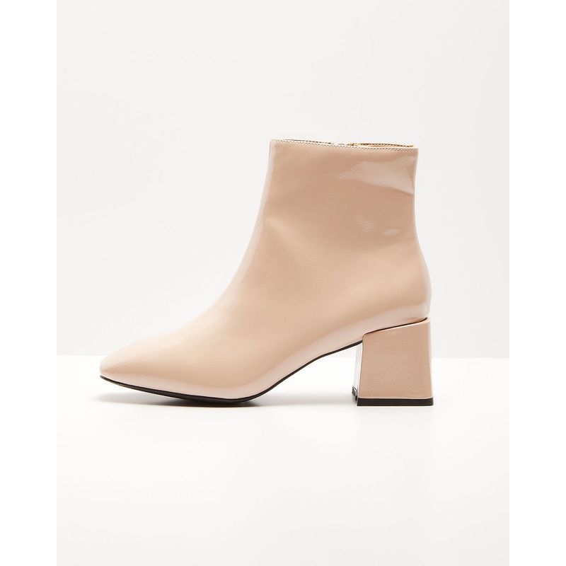 Kelce Patent Faux Leather Ankle Booties