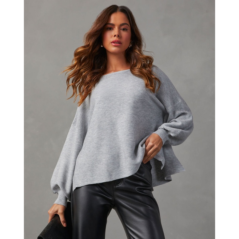 Mandie Oversized Knit Sweater|Heather Grey|XS|S|M|L|XL