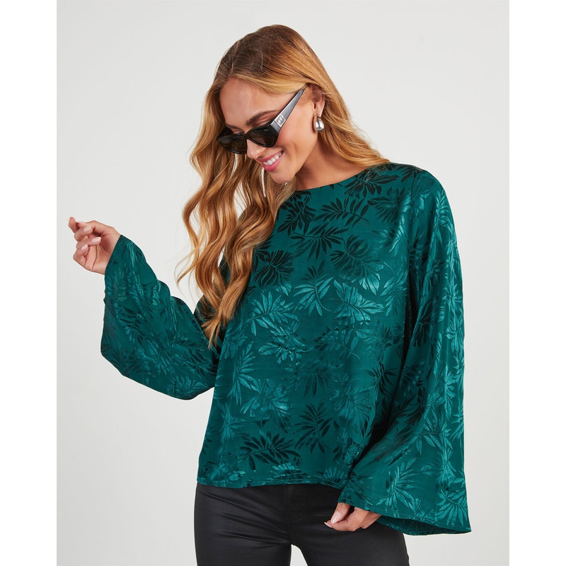 Odette Embossed Wide Sleeve Top