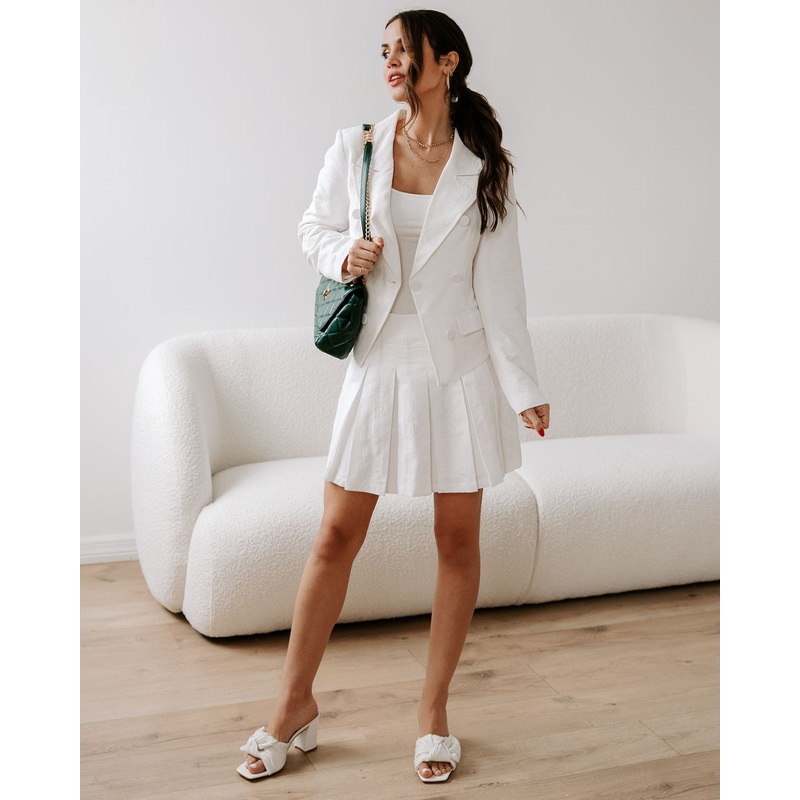 Peace Of Mind Pleated Embossed Mini Skirt