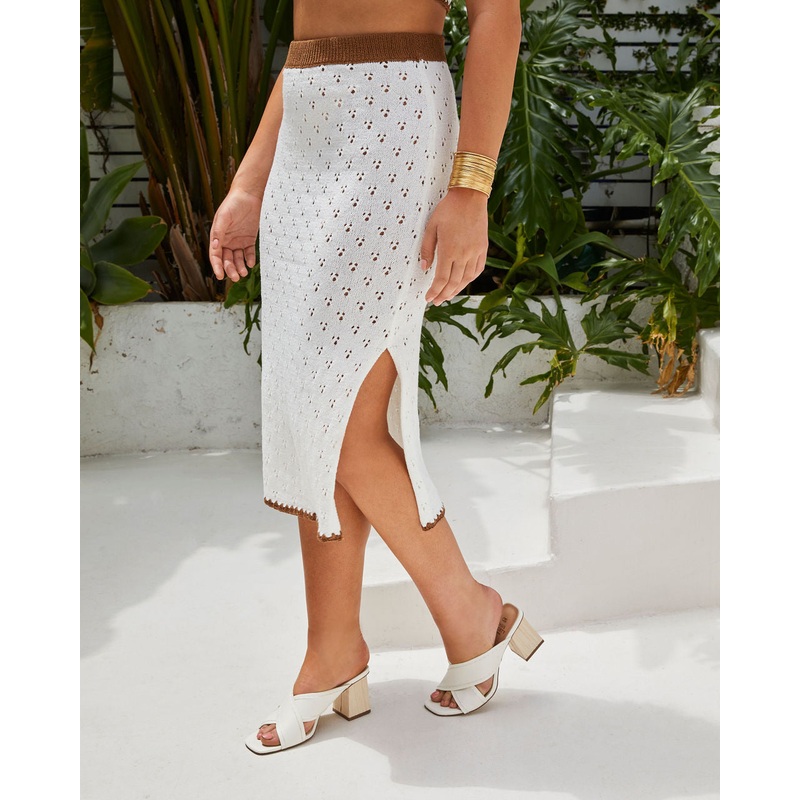 Quiet Luxury Knit Midi Skirt|White|XS|S|M|L