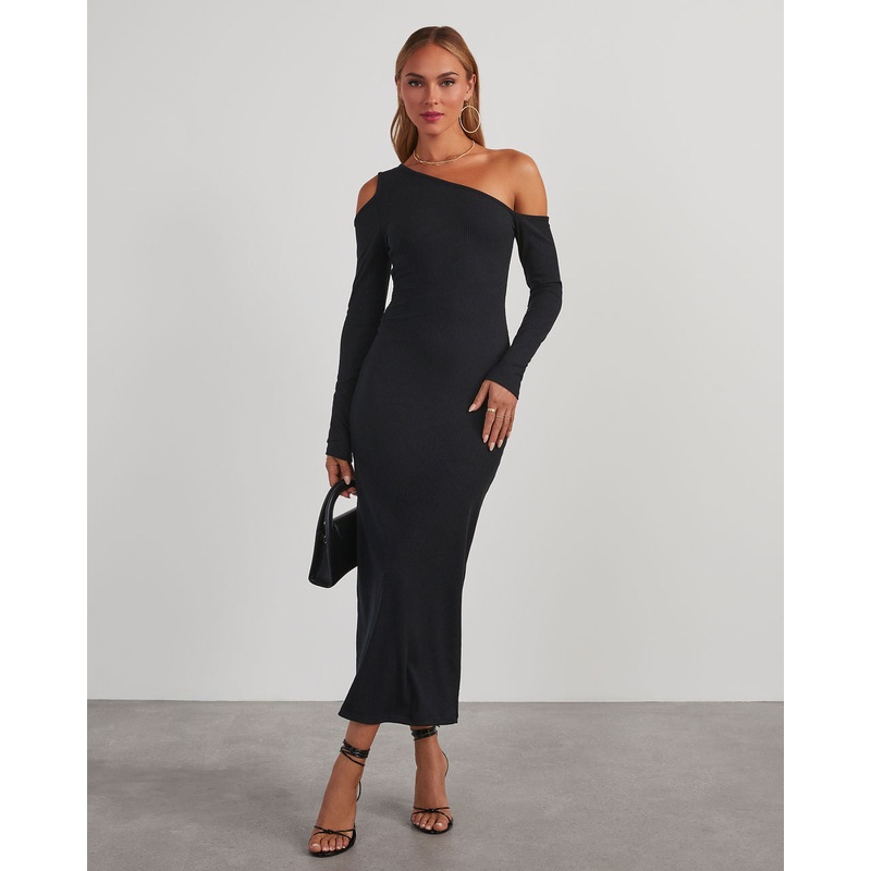 Regina Cutout One Shoulder Knit Midi Dress