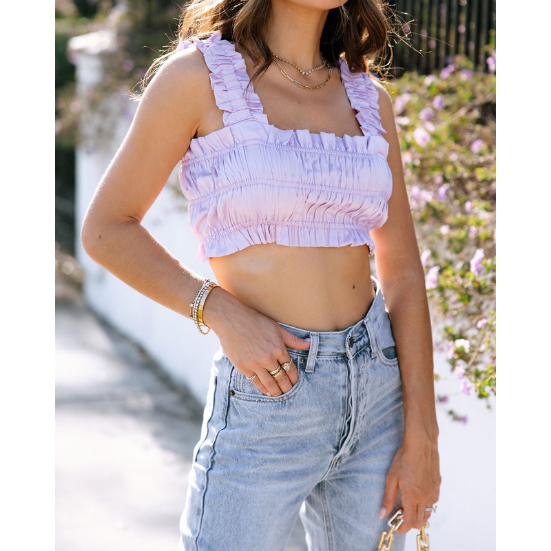 Sardinia Satin Smocked Crop Top