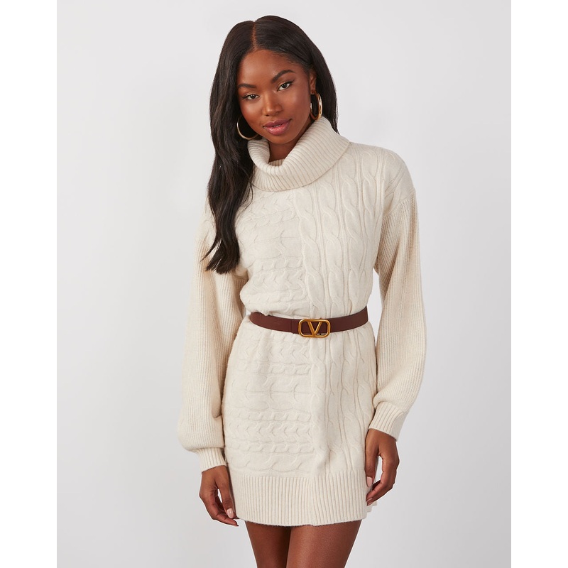Sherwood Cable Knit Mini Sweater Dress