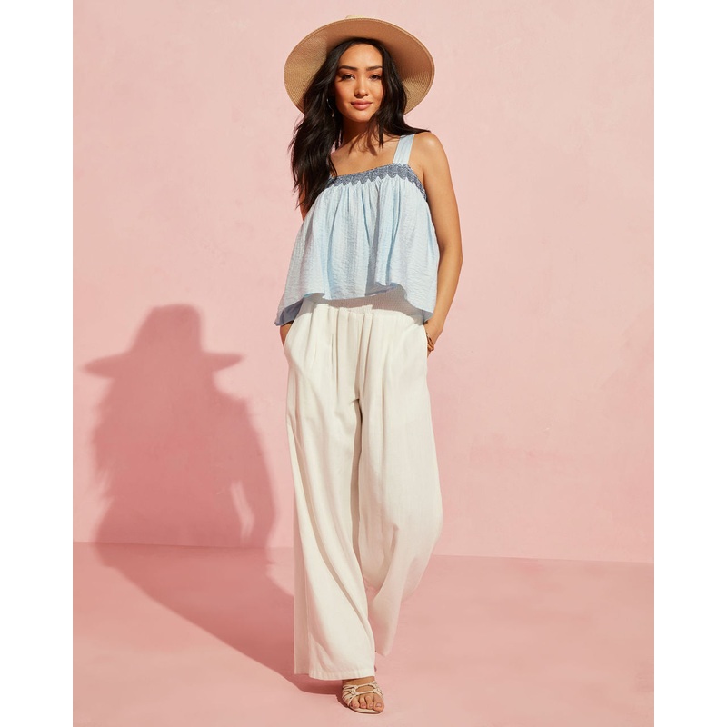 Slow Tempo Cotton Embroidered Tank
