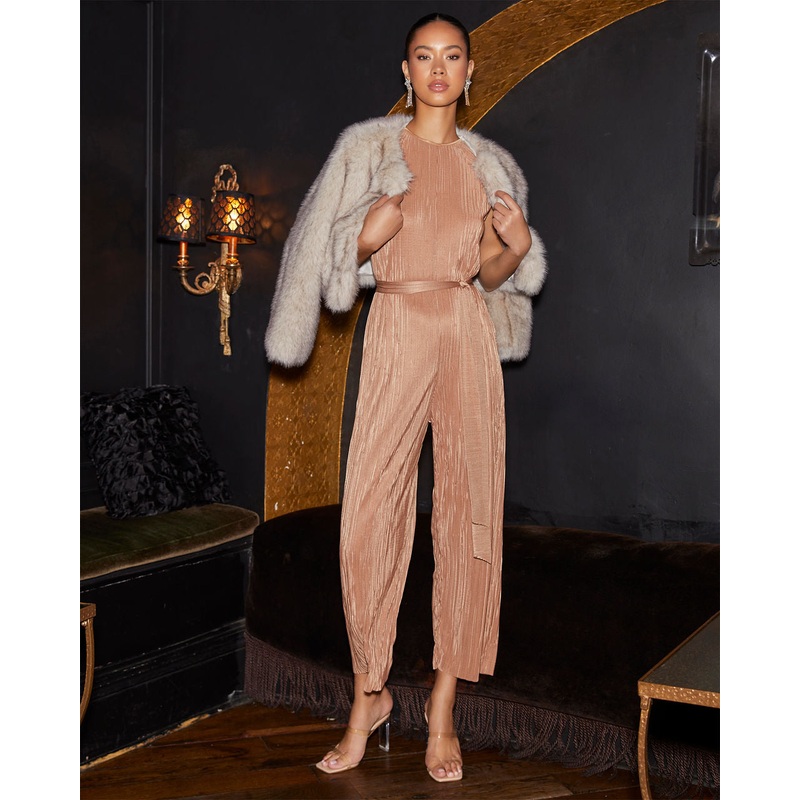 Working Girl Plisse Tie Waist Jumpsuit