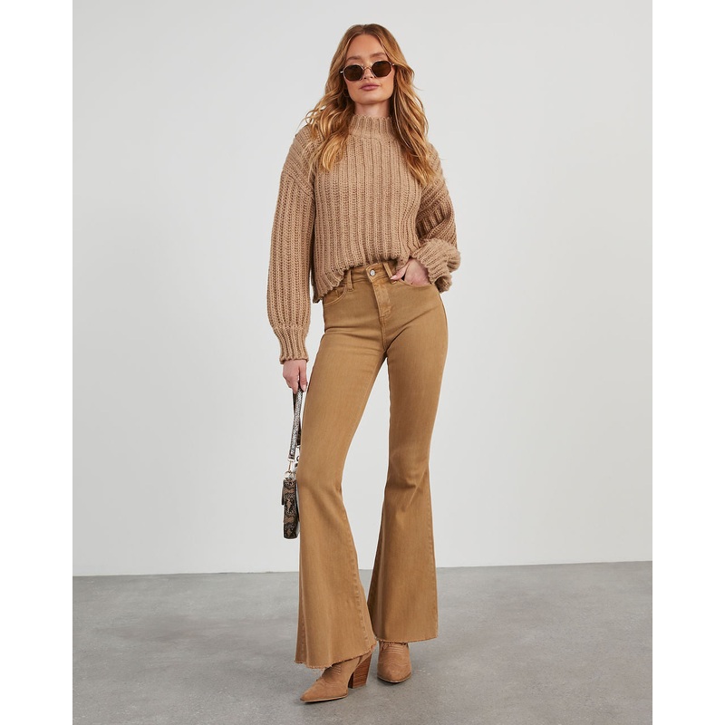 Zoey Mock Neck Knit Sweater|Taupe|XS|S|M|L|XL