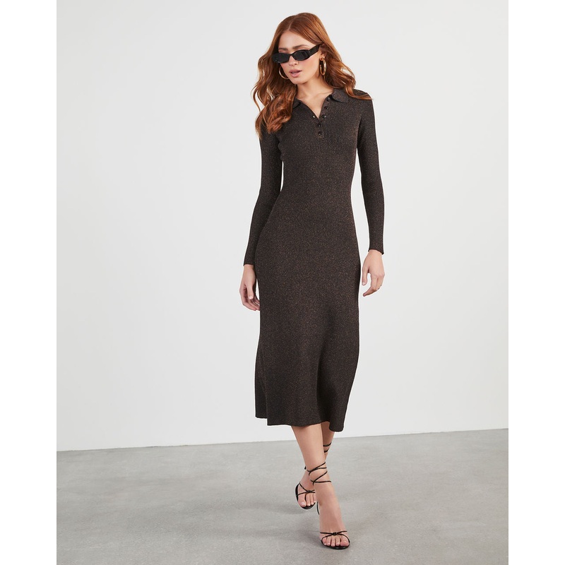 Aubree Long Sleeve Knit Midi Dress