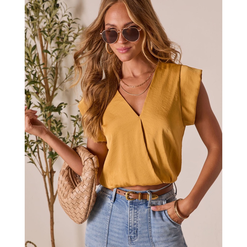 Better Days Draped Front Top|Mustard|XS|S|M|L|XL