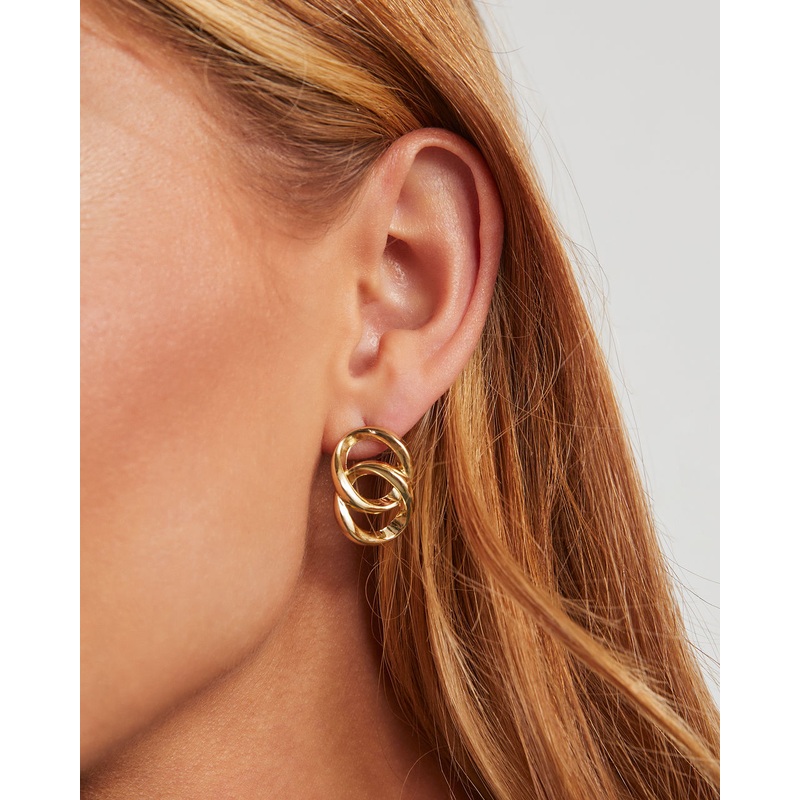 Cobra Linked Oval Stud Earrings