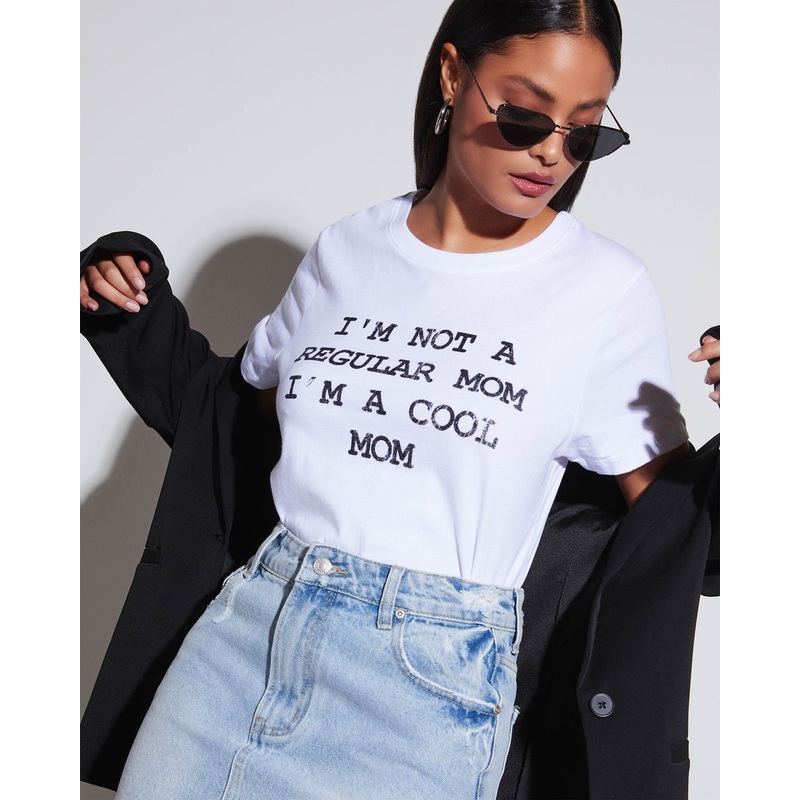 Cool Mom Club Cotton Tee|White|XS|S|M|L|XL