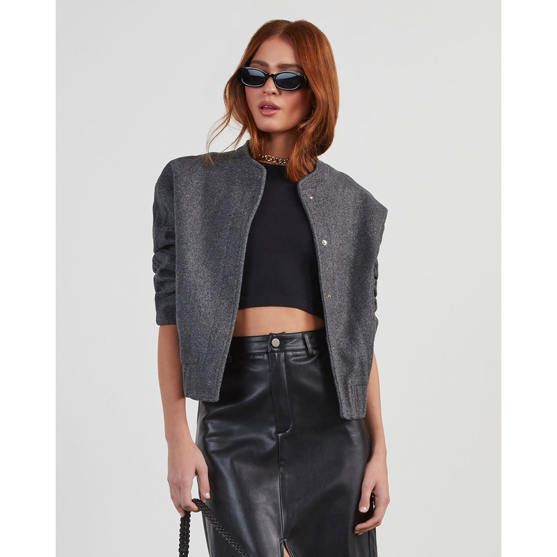 Damon Bomber Jacket|Charcoal|Oatmeal|XS|S|M|L|XL