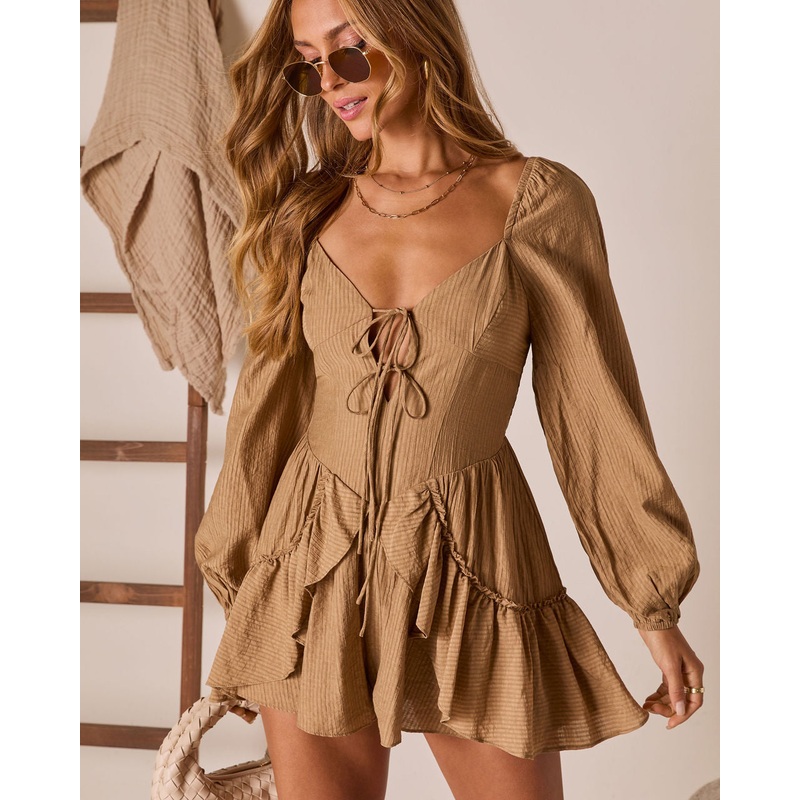 Lendsey Bust Tie Ruffle Romper
