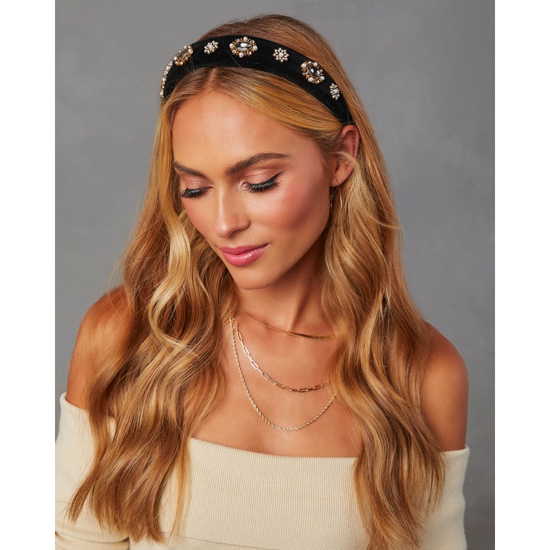 Louetta Padded Rhinestone & Pearl Headband