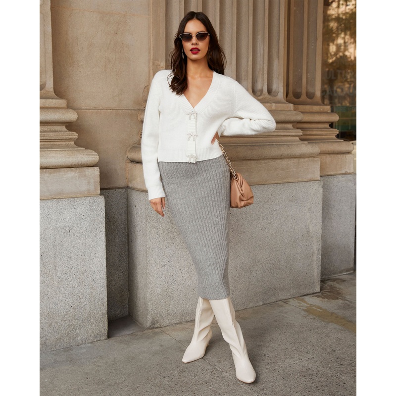 Marciana Knit Midi Skirt|Grey|XS|S|M|L|XL