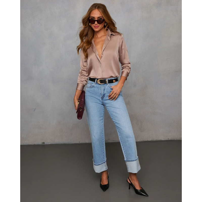Marcos Satin Button Down Top|Latte|Fuchsia|Cream|S|M|L|XS|XL