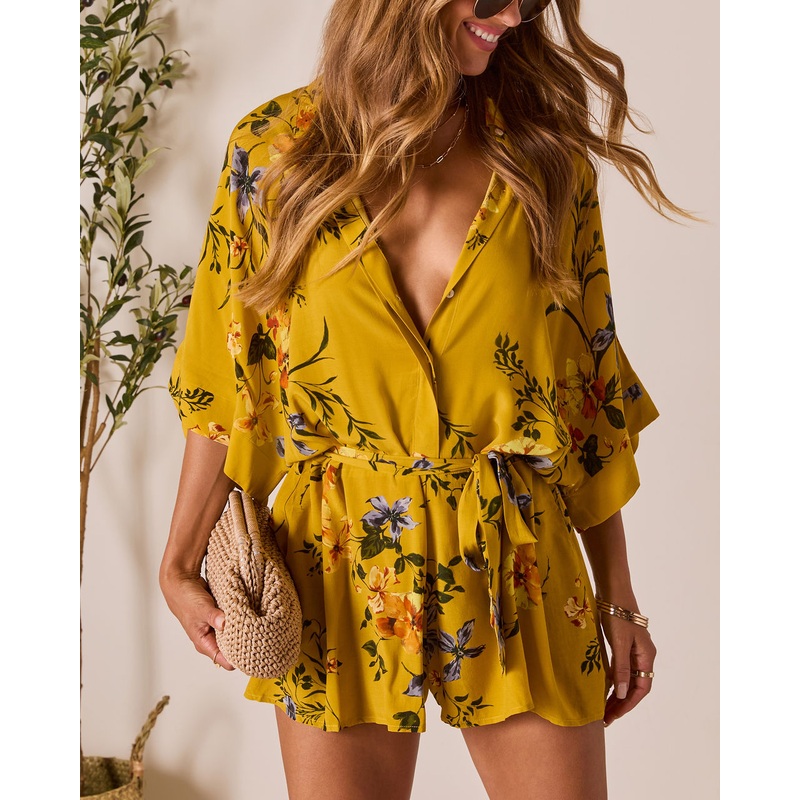 Nakita Waist Tie Romper|Yellow|XS|S|M|L|XL