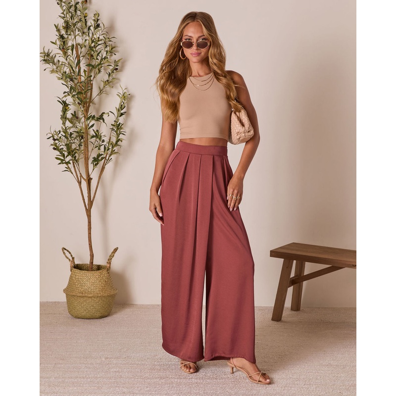 Roselynd Wide Leg Pants|Wine|XS|S|M|L|XL