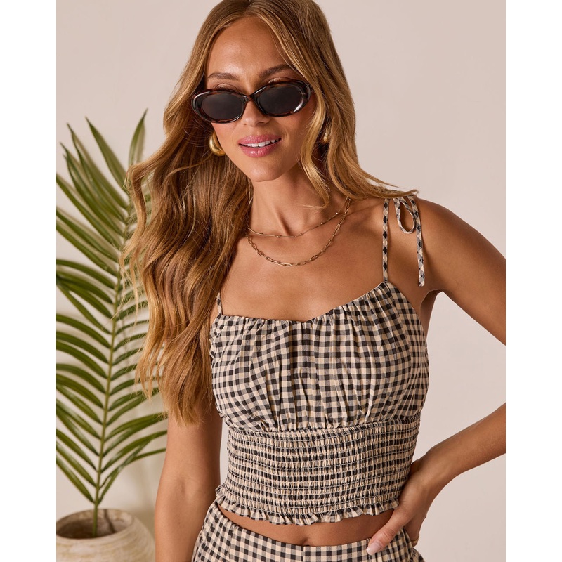 Salanah Smocked Gingham Tank|Black Check|XS|S|M|L|XL
