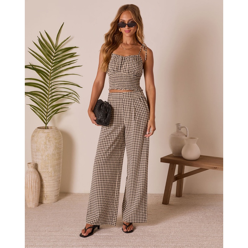 Salanah Wide Leg Gingham Pants