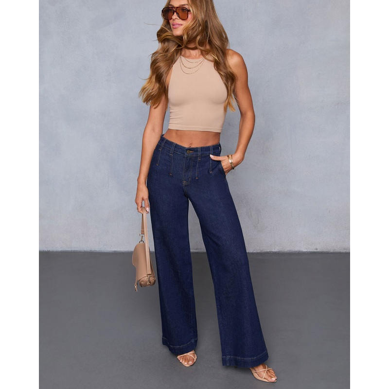 Soft Echo Stretch High Rise Wide Leg  Jeans