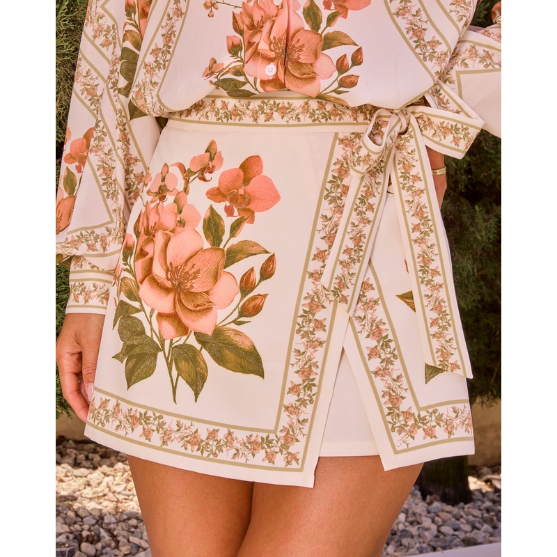 Sunfaded Love Floral Wrap Mini Skort