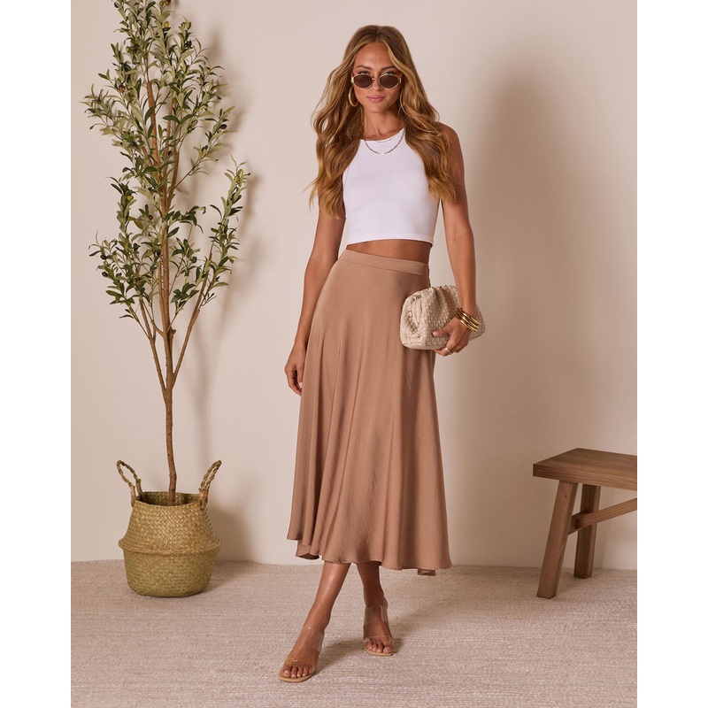 Taylie Midi Skirt|Brown|XS|S|M|L|XL