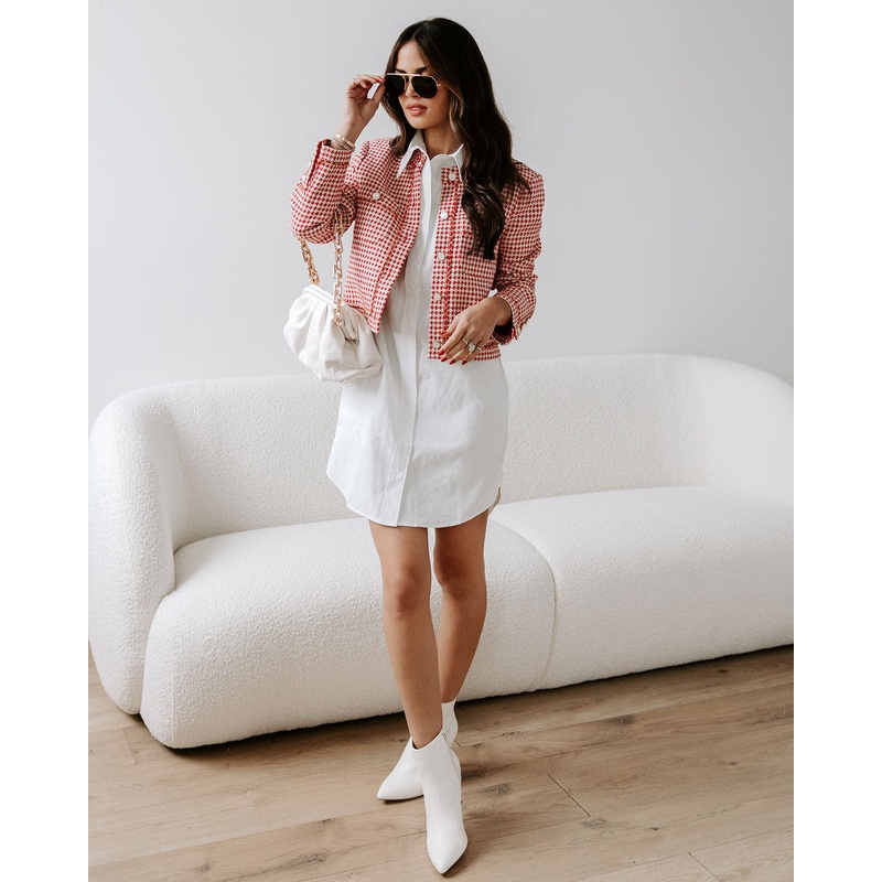 Alana Tweed Chain Trim Blazer|Red|XS|S|M|L|XL