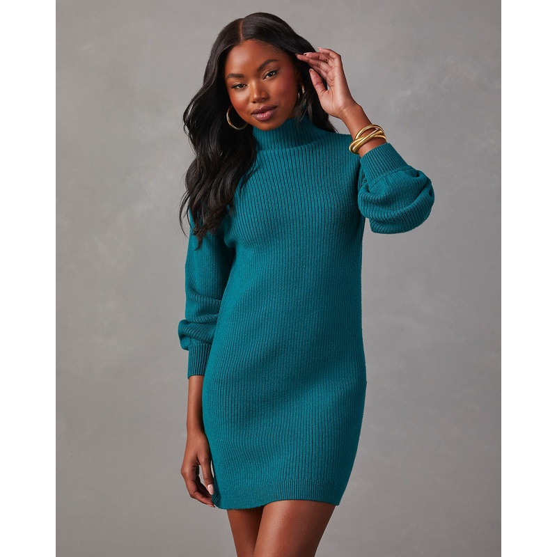 Anastasia Mock Neck Knit Sweater Dress