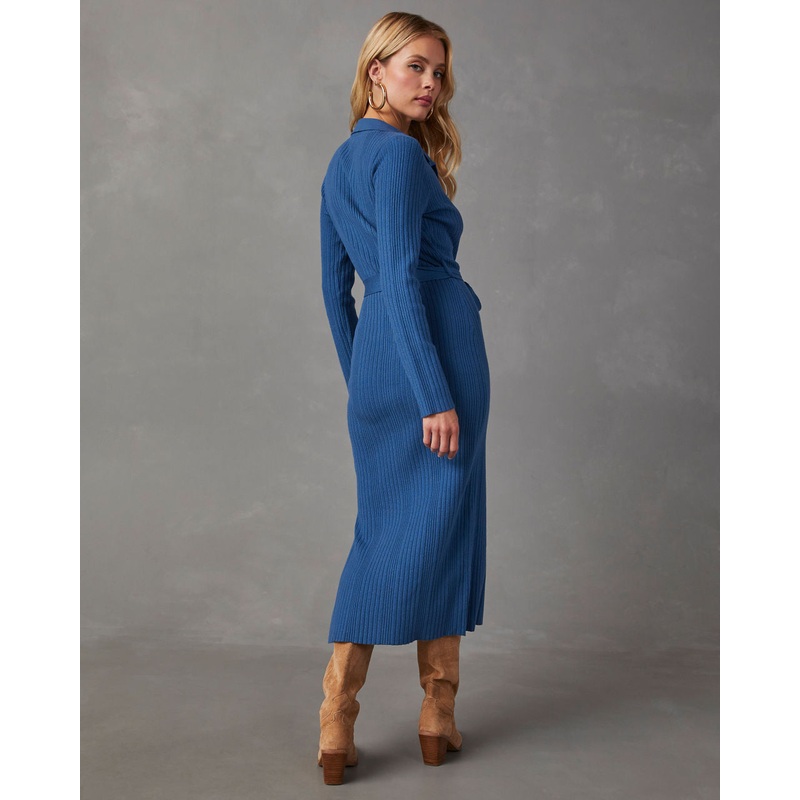 Asmara Tie Waist Midi Sweater Dress
