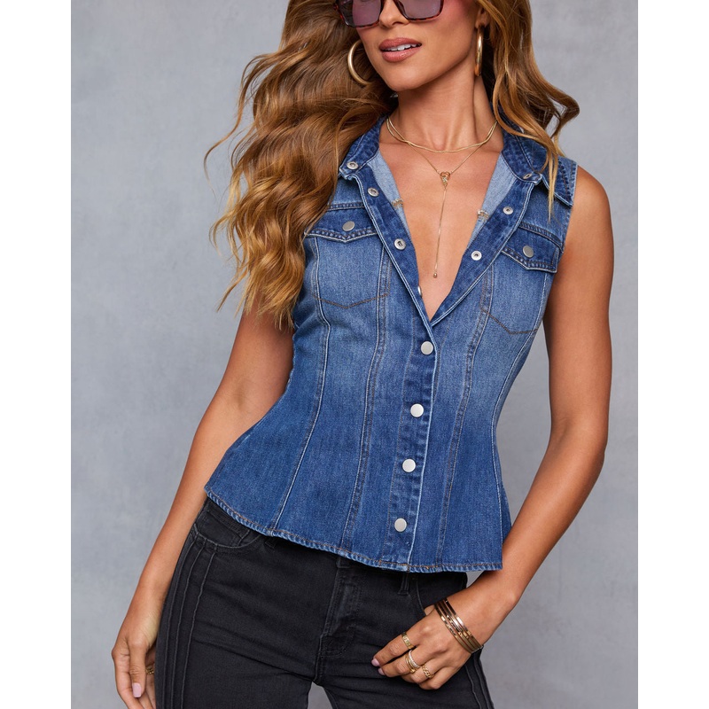 Aubrette Button Down Denim Top