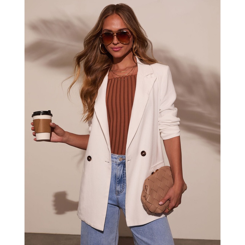 Confidence Double Breasted Linen Blazer