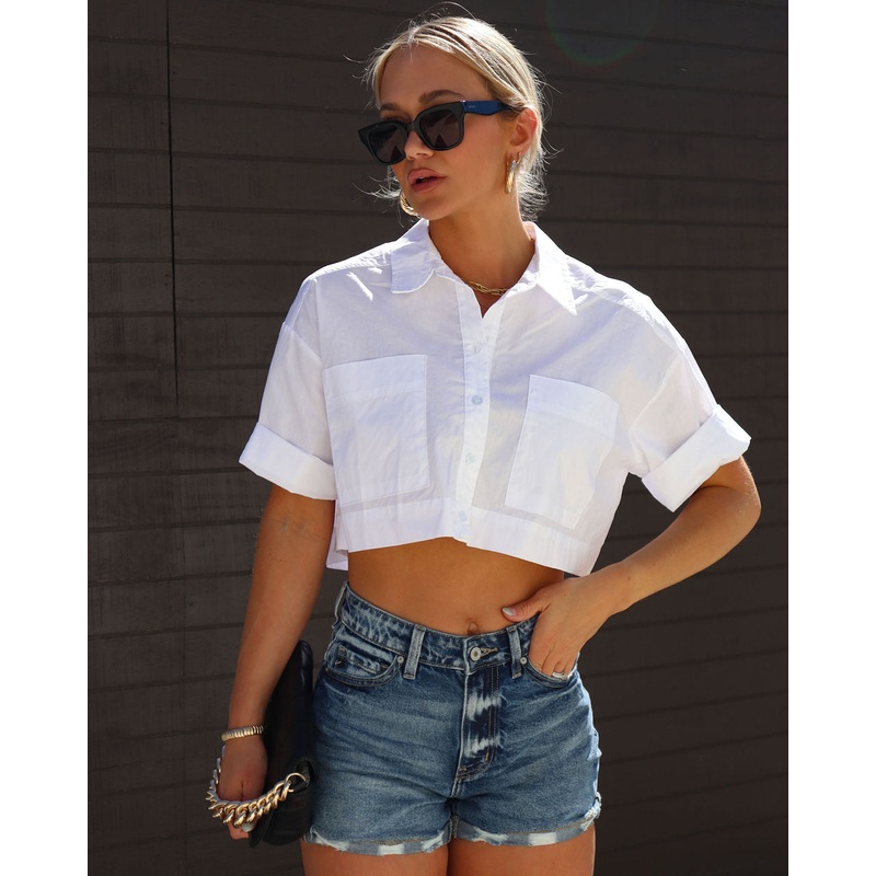 Dorit Cotton Cropped Button Down Top