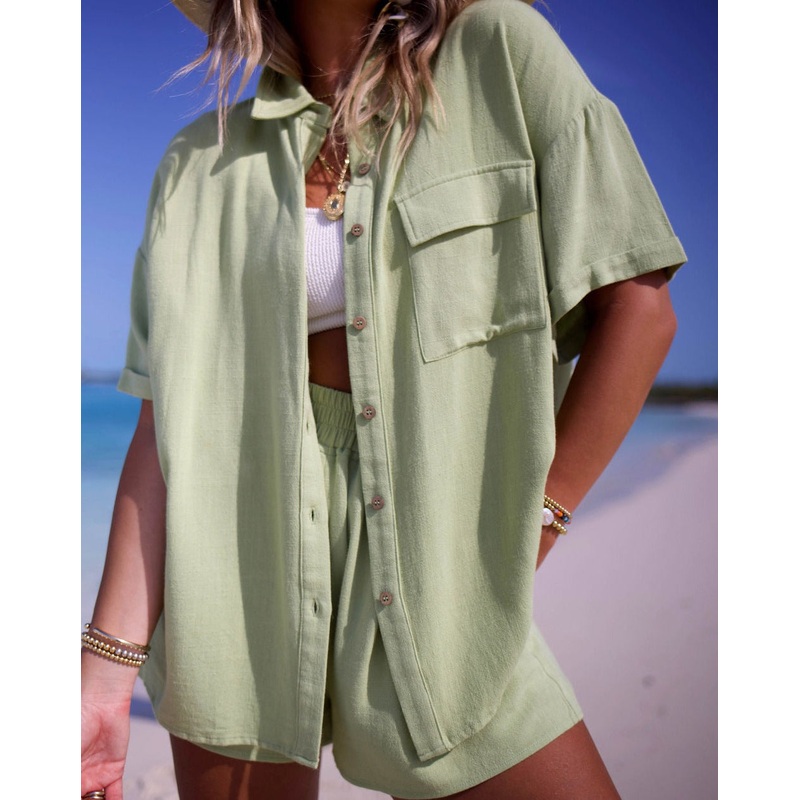 Dylan Relaxed Button Down Top|Lime|XS|S|M|L|XL