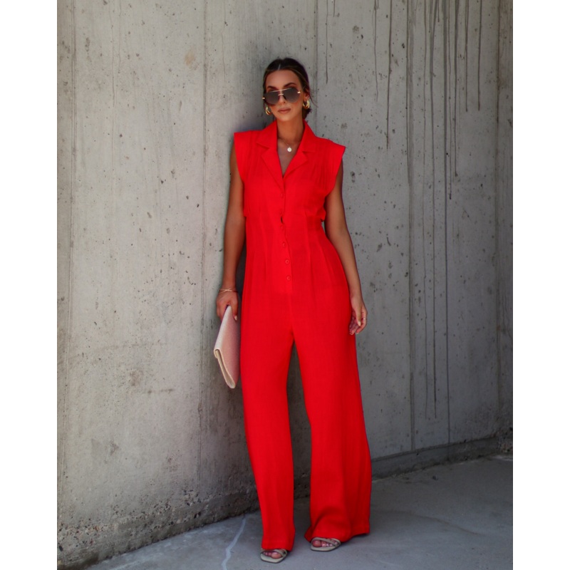 Ginnay Collared Button Front Jumpsuit