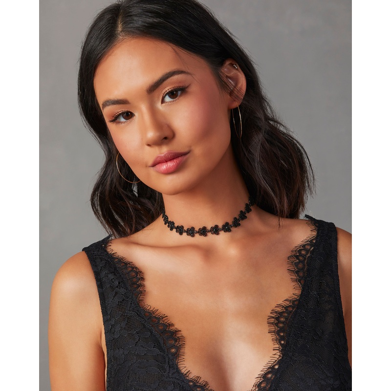 Kelis Floral Choker|Black|O/S
