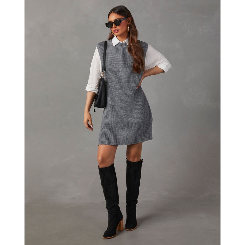 Let Her Be Knit Mini Dress|Grey|XS|S|M|L|XL