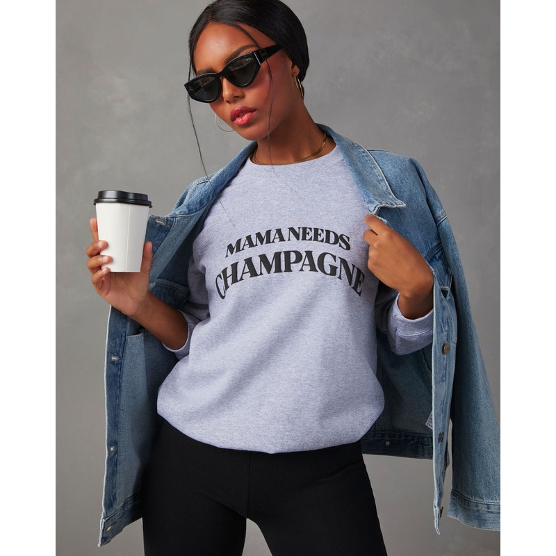 Mama Needs Champagne Graphic Sweatshirt