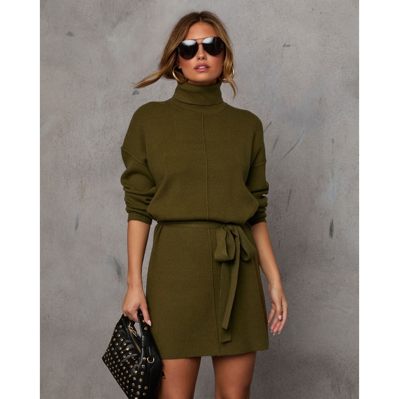 Marsella Tie Waist Mini Sweater Dress