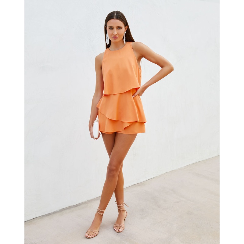 Meriah Tiered Romper|Tangerine|S|M|L
