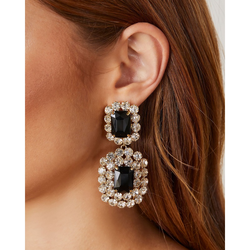 Monroe Drop Earrings|Black|Pearl|O/S