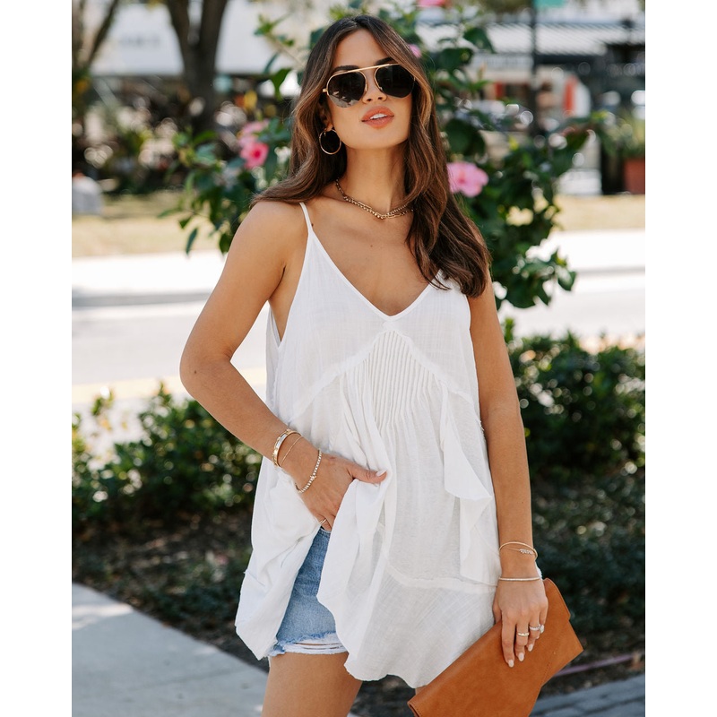 Raylan Cotton Blend Tank|White|XS|S|M|L|XL