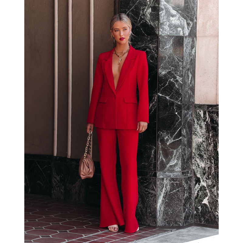 Runway Pocketed Belted Flare Trousers
